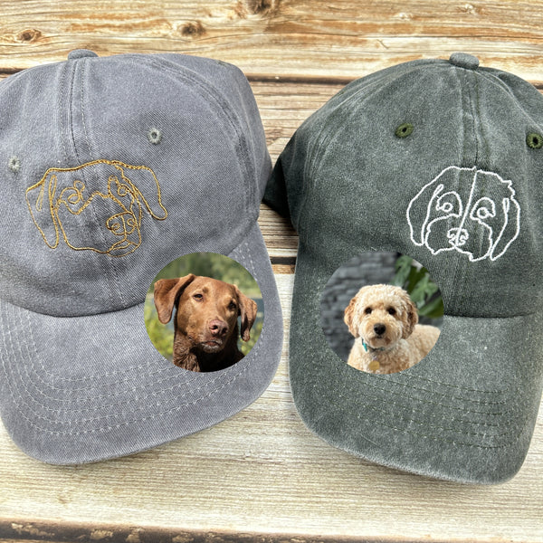 Embroidered pet line hat, Using Pet Photo, Personalized Dog Hat ,Custom Cat Hat, Custom Pet Cap Dog Hat, Custom Dog Baseball Cap,Dog Mom Hat